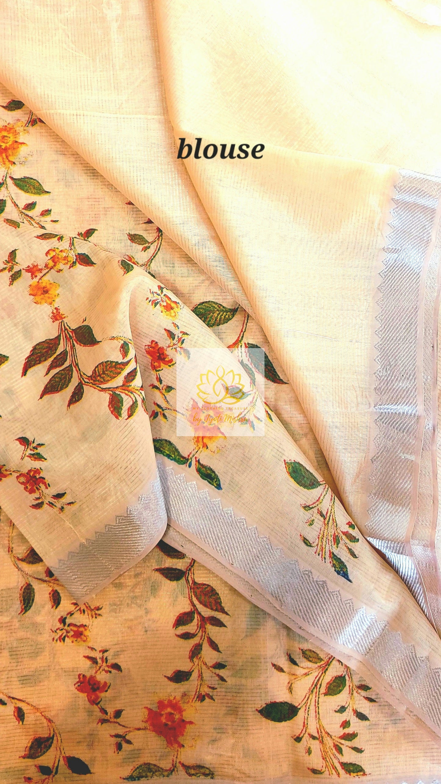 Handwoven Mangalagiri Semi Silk Cotton Saree- Pale Yellow