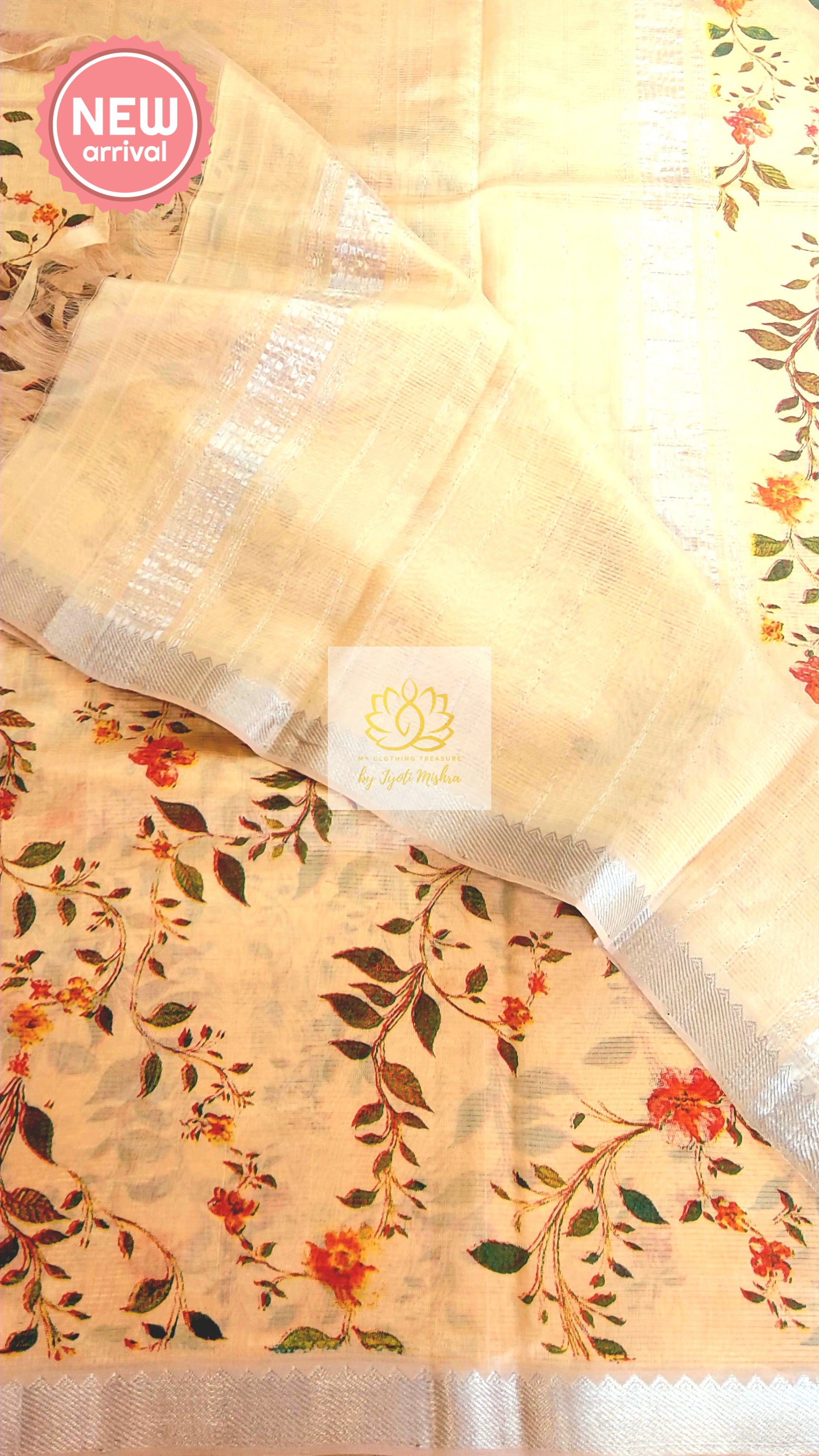 Handwoven Mangalagiri Semi Silk Cotton Saree- Pale Yellow