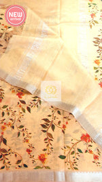 Load image into Gallery viewer, Handwoven Mangalagiri Semi Silk Cotton Saree- Pale Yellow
