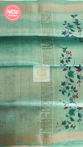 Handwoven Mangalagiri Semi Silk Cotton Saree- Pastel Blue