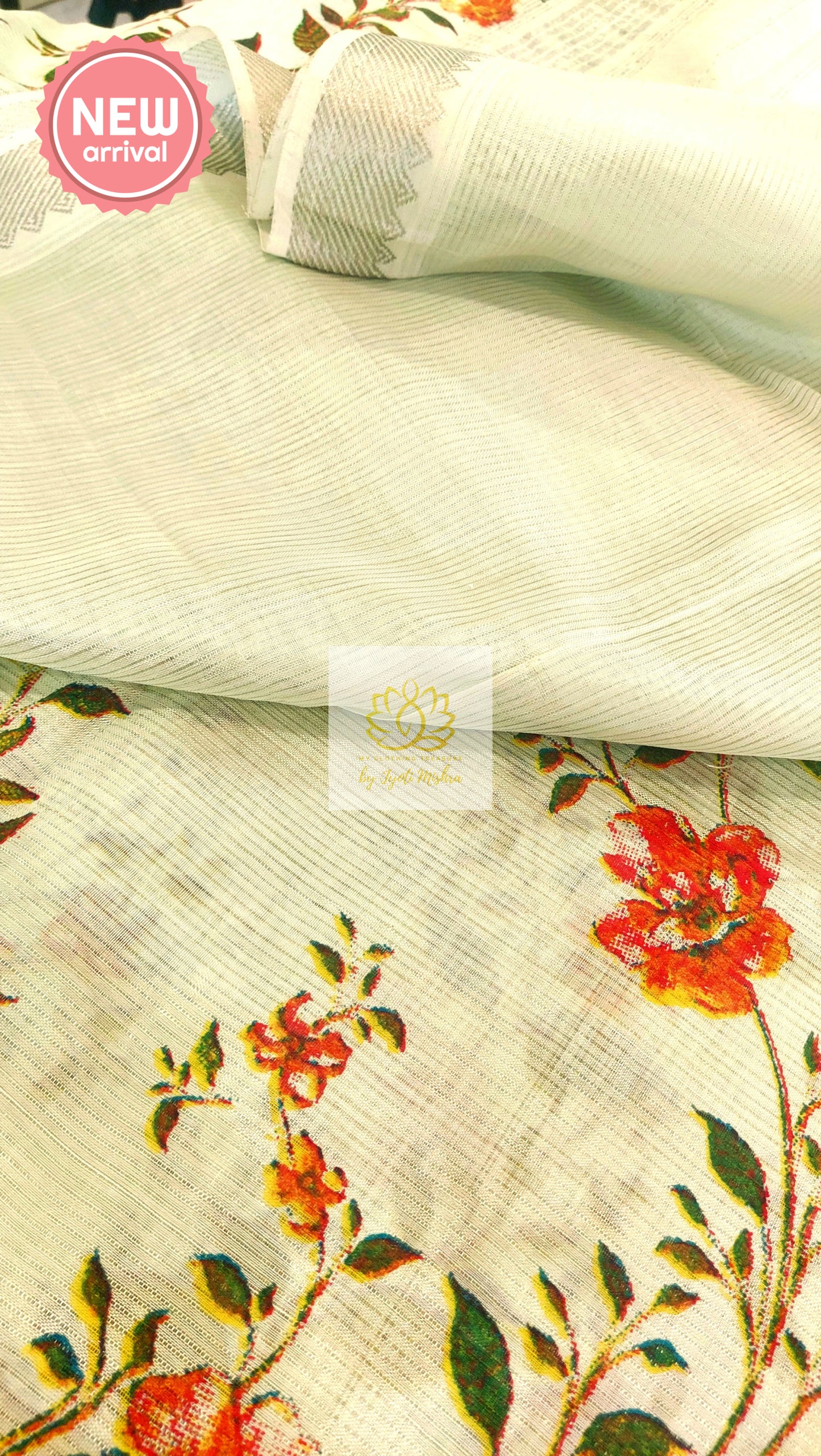 Handwoven Mangalagiri Semi Silk Cotton Saree- Pastel Green