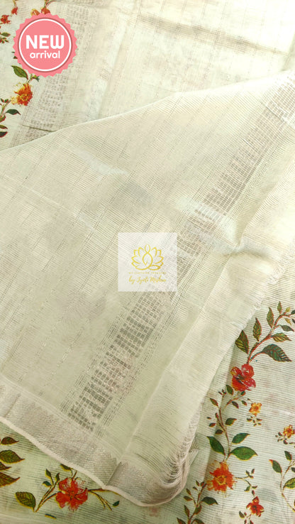 Handwoven Mangalagiri Semi Silk Cotton Saree- Pastel Green