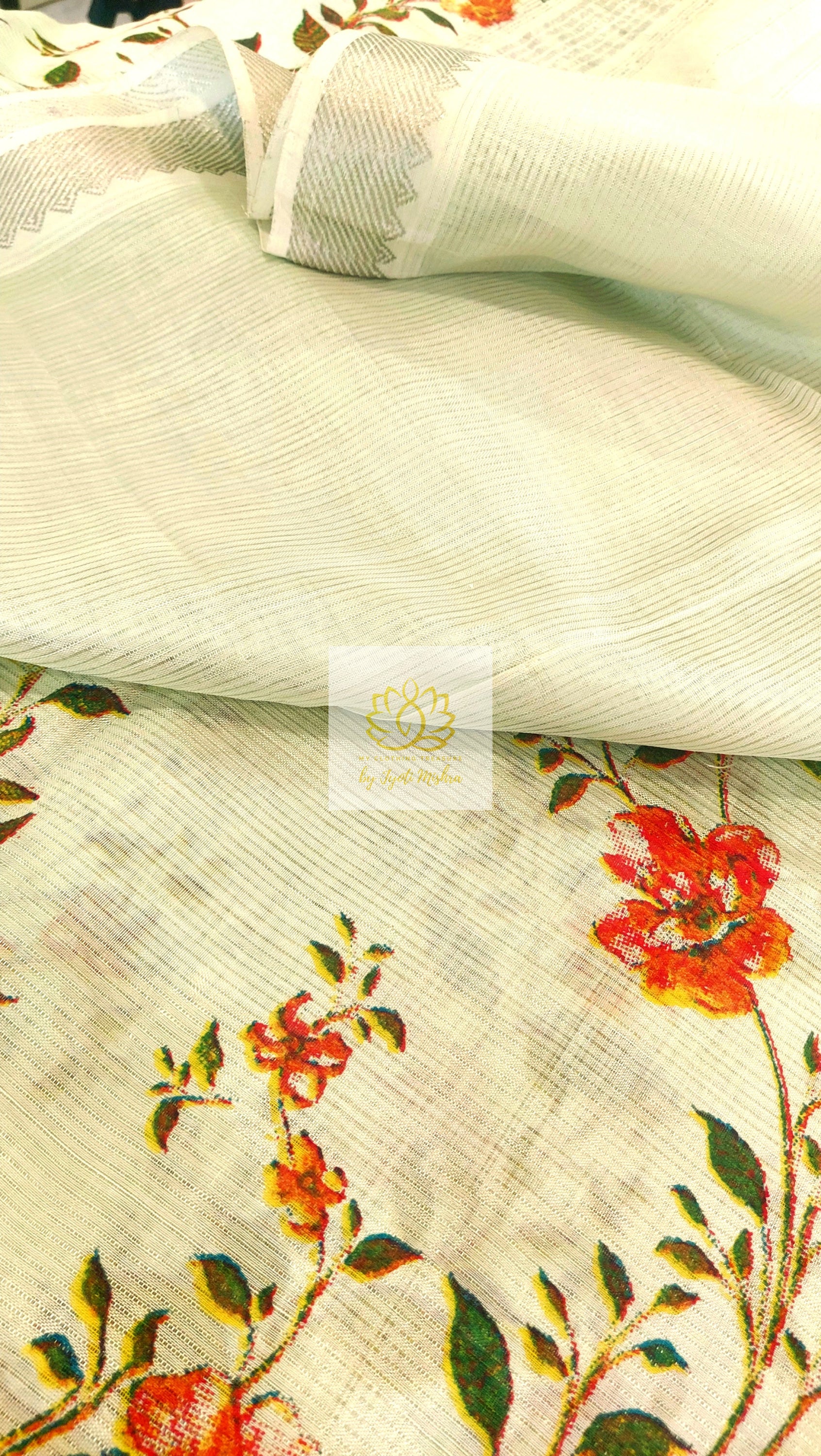 Handwoven Mangalagiri Semi Silk Cotton Saree- Pastel Green