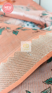 Handwoven Mangalagiri Semi Silk Cotton Saree- Peach