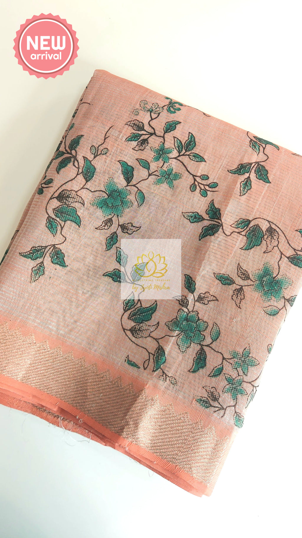 Handwoven Mangalagiri Semi Silk Cotton Saree- Peach