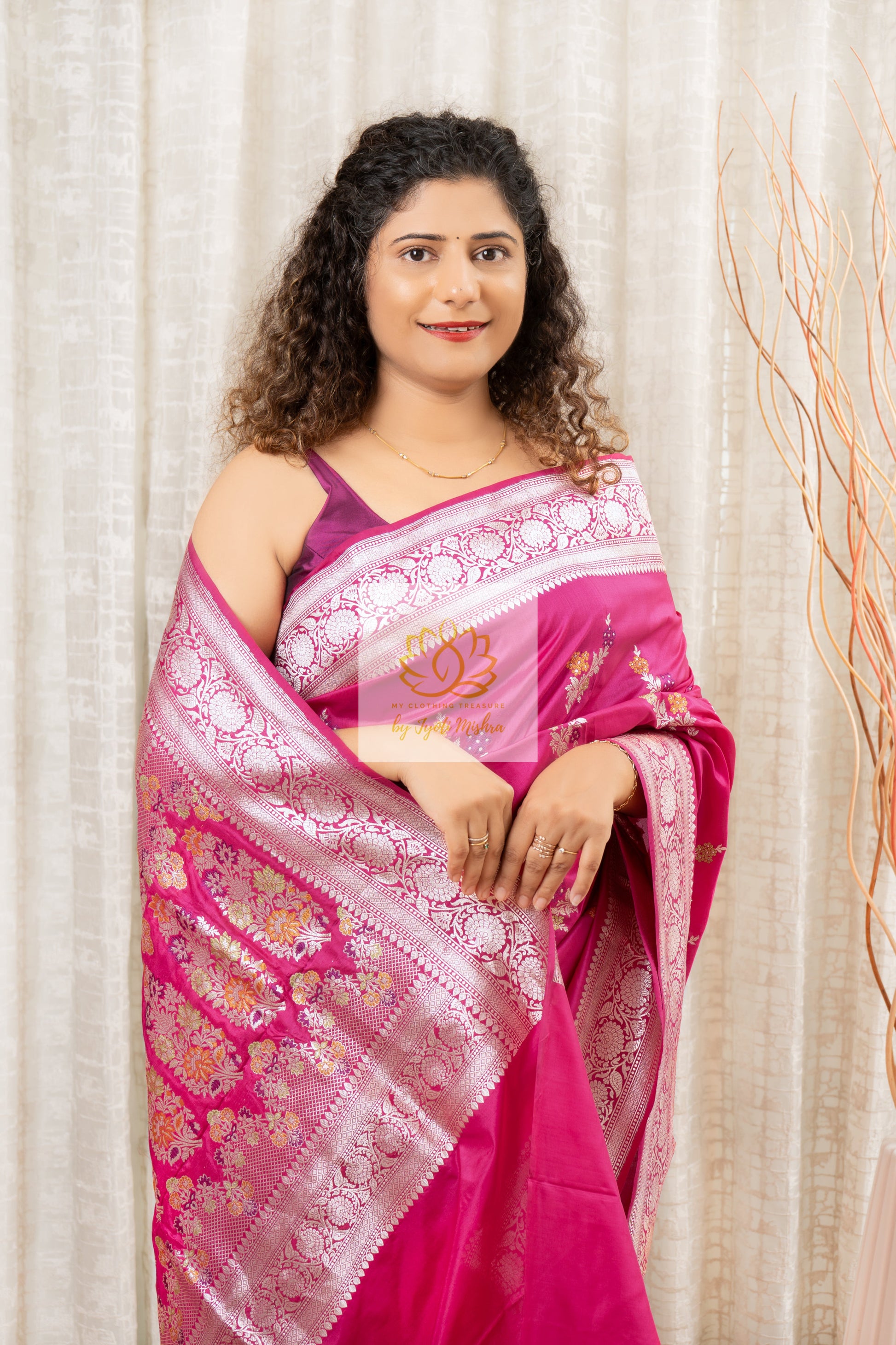 Handwoven Pure Katan Silk Banarasi Saree With Meenakari Work Saree