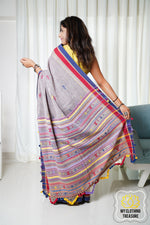 Load image into Gallery viewer, Kala Cotton Bhujodi Saree - Brown
