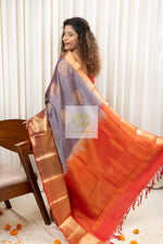 Load image into Gallery viewer, Kanjivaram Silk Saree- Dual Tone Grey
