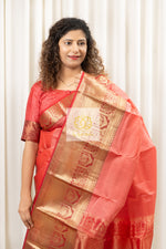 Load image into Gallery viewer, Kanjivaram Silk Saree- Peach
