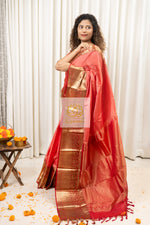 Load image into Gallery viewer, Kanjivaram Silk Saree- Peach
