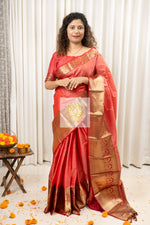 Load image into Gallery viewer, Kanjivaram Silk Saree- Peach
