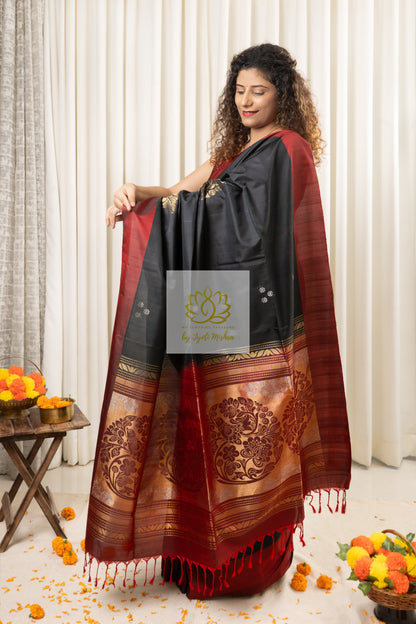 Kanjivaram Soft Silk Saree- Black