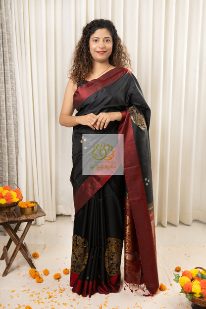 Kanjivaram Soft Silk Saree- Black