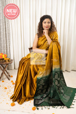 Load image into Gallery viewer, Kanjivaram Soft Silk Saree- Mustard Gold
