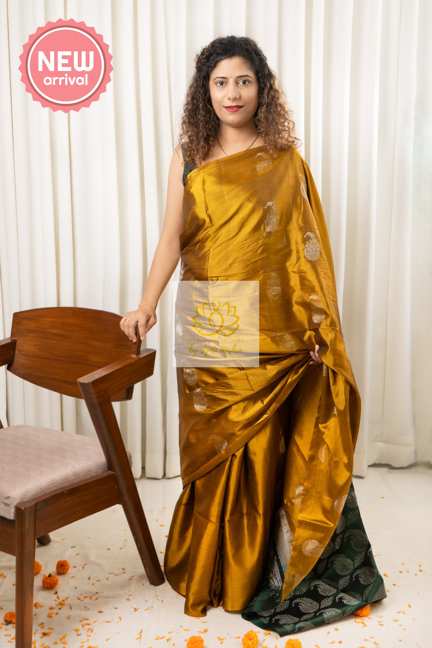 Kanjivaram Soft Silk Saree- Mustard Gold