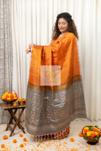 Kanjivaram Soft Silk Saree- Orange