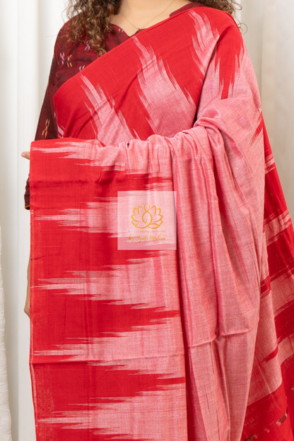 Kargil Cotton Saree- Red Saree