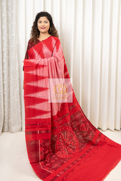 Kargil Cotton Saree- Red Saree