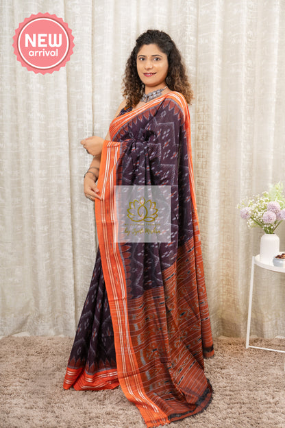 Khandua Cotton Saree - Burgundy Saree