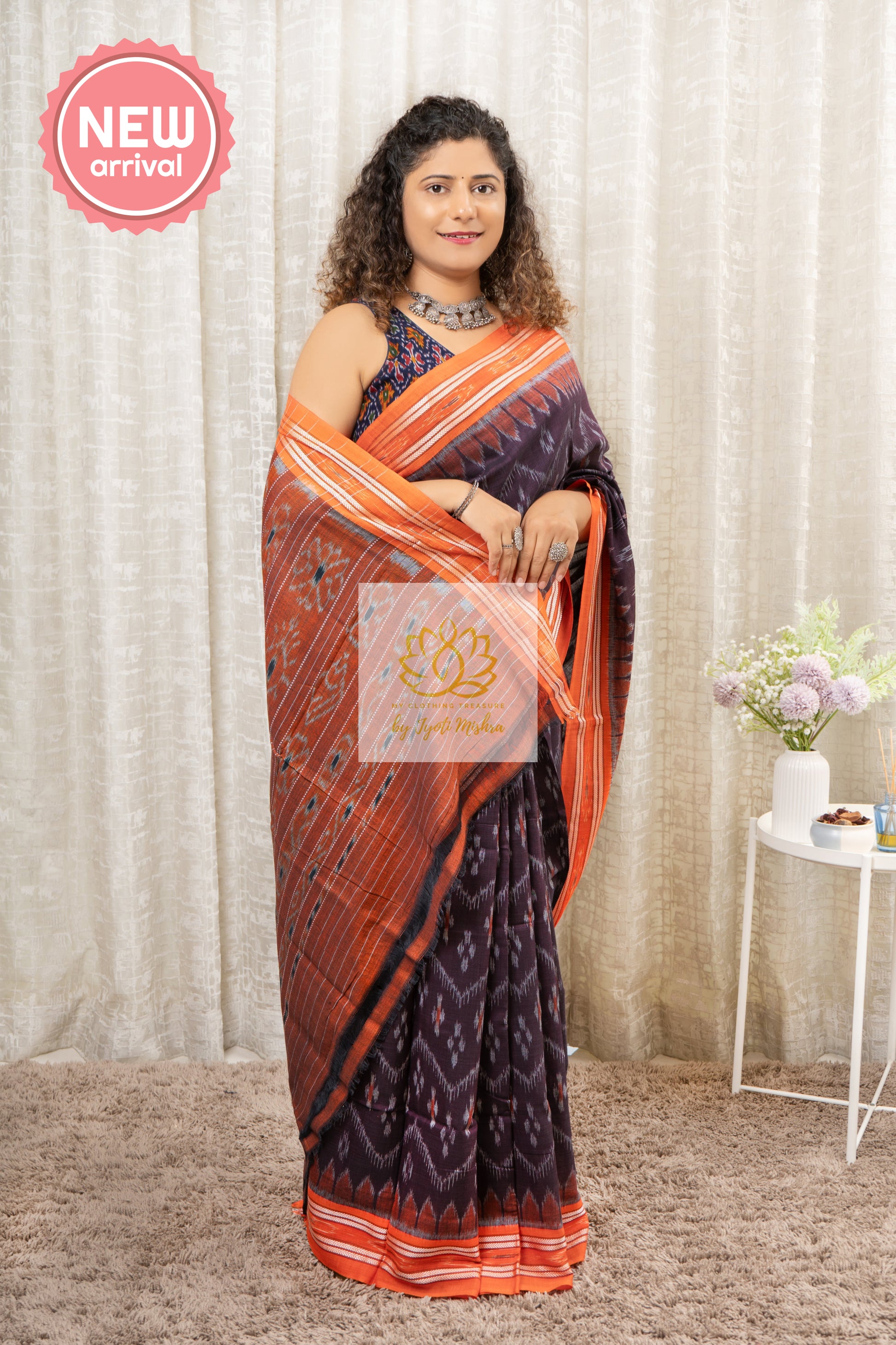 Khandua Cotton Saree - Burgundy Saree