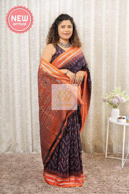 Khandua Cotton Saree - Burgundy Saree