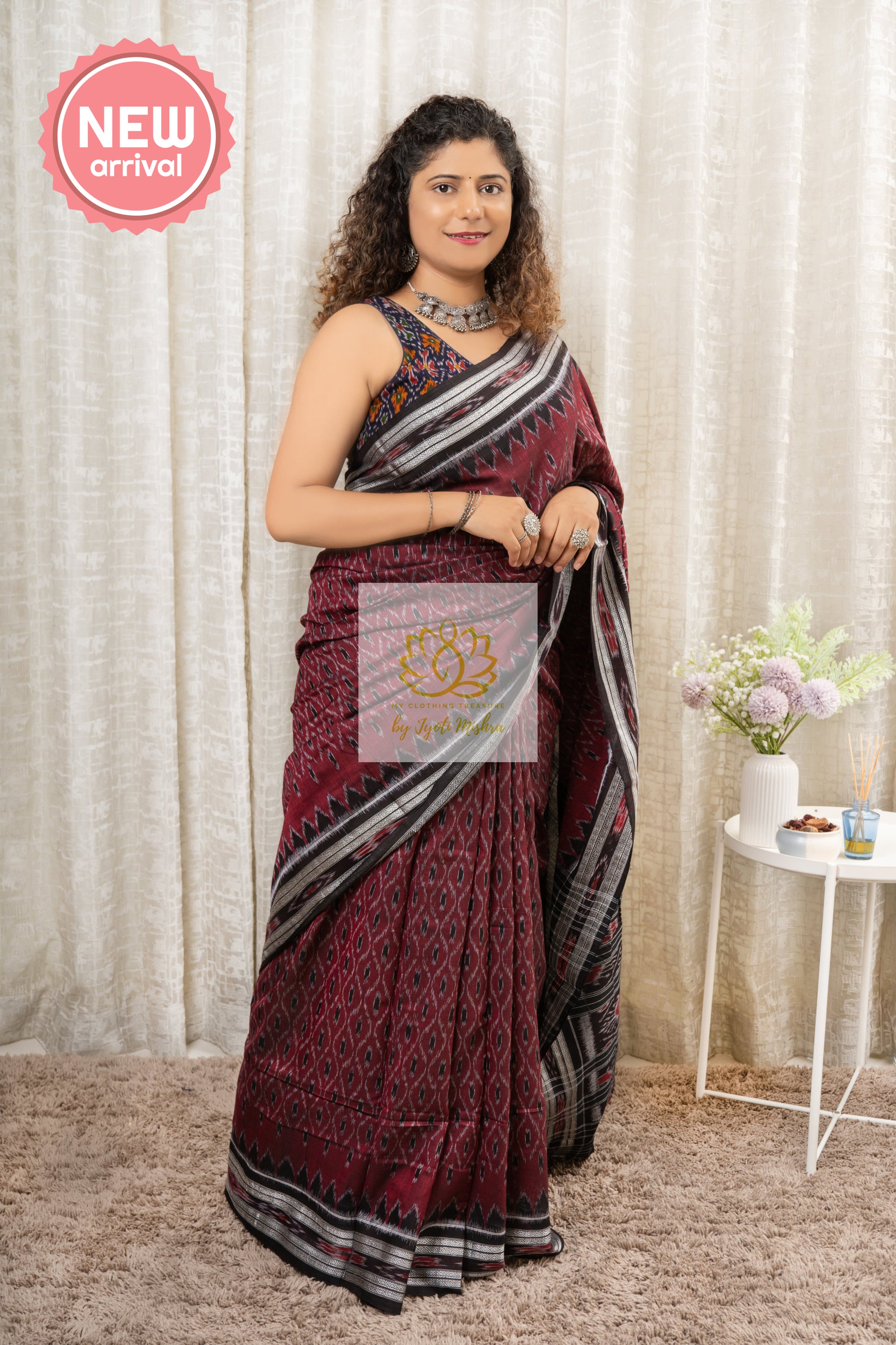Khandua Cotton Saree - Maroon Saree