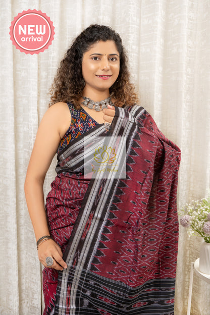 Khandua Cotton Saree - Maroon Saree