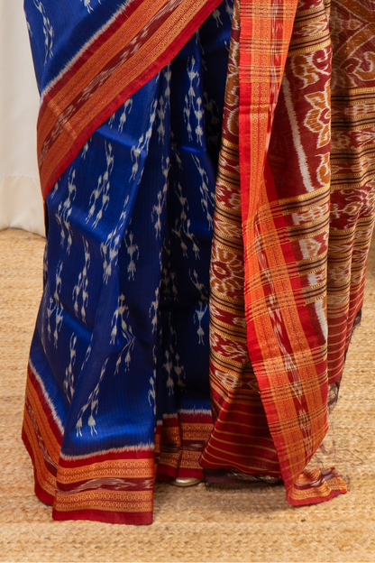Odisha Ikkat Khandua Pure Silk Saree- Blue