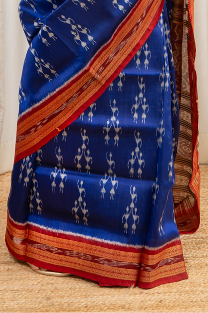 Odisha Ikkat Khandua Pure Silk Saree- Blue