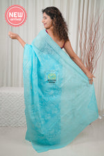 Load image into Gallery viewer, Kota Cotton Hand Chikankari Saree With Blouse Piece- Blue
