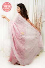 Load image into Gallery viewer, Kota Cotton Hand Chikankari Saree With Blouse Piece-Pink
