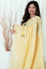 Load image into Gallery viewer, Kota Cotton Saree With Tepchi Chikankari Work- Amber Yellow
