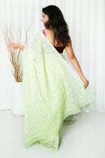 Load image into Gallery viewer, Kota Cotton Saree With Tepchi Chikankari Work- Green
