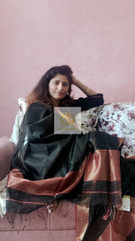 Load image into Gallery viewer, Maheshwari Silk Cotton Dupatta - Black
