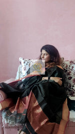 Load image into Gallery viewer, Maheshwari Silk Cotton Dupatta - Black
