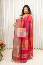 Load image into Gallery viewer, Maheshwari Silk Cotton Ombre Saree - Fuchsia Pink
