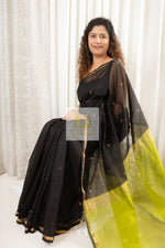 Load image into Gallery viewer, Maheshwari Silk Cotton Saree - Black
