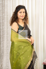 Load image into Gallery viewer, Maheshwari Silk Cotton Saree - Black 2
