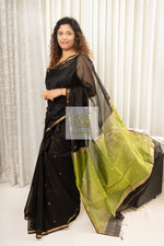 Load image into Gallery viewer, Maheshwari Silk Cotton Saree - Black 2
