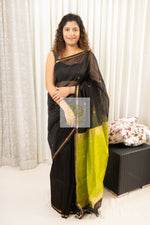 Load image into Gallery viewer, Maheshwari Silk Cotton Saree - Black
