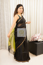 Load image into Gallery viewer, Maheshwari Silk Cotton Saree - Black
