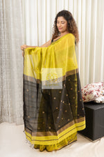 Load image into Gallery viewer, Maheshwari Silk Cotton Saree - Chartreuse Yellow
