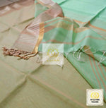 Load image into Gallery viewer, Maheshwari Silk Cotton Saree - Mint Green
