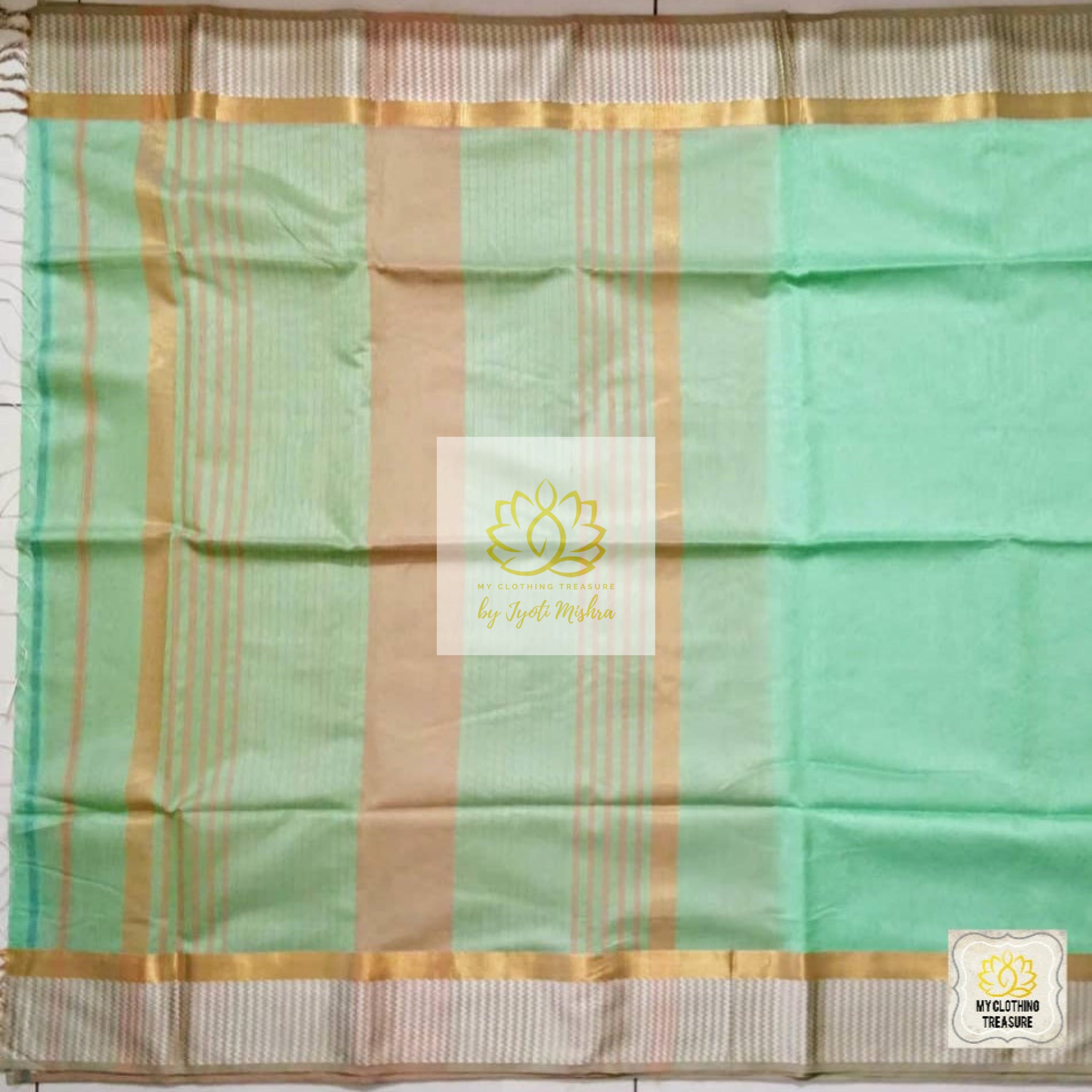 Maheshwari Silk Cotton Saree - Mint Green