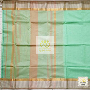 Maheshwari Silk Cotton Saree - Mint Green