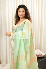 Load image into Gallery viewer, Maheshwari Silk Cotton Saree - Mint Green
