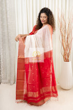 Load image into Gallery viewer, Maheshwari Silk Cotton Saree - Off White
