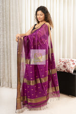 Load image into Gallery viewer, Maheshwari Silk Cotton Saree - Purple
