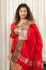 Load image into Gallery viewer, Maheshwari Silk Cotton Saree - Red
