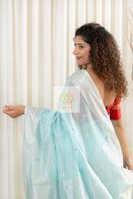 Load image into Gallery viewer, Maheshwari Silk Cotton Saree - Sky Blue
